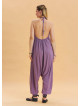 Lilac Bohemian Jumpsuit with Elasticated Legs and Tied Neck 4486